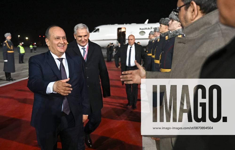 Prime Minister of Algeria Sifi Ghrieb arrives in Moscow 9274109 26.10.2026 Prime Minister of Algeria Sifi Ghrieb arrives in Moscow for the 3rd Russia-Africa Summit and Forum and the summit of the Gas Exporting Countries Forum (GECF). Second left: Algerian Ambassador to Russia Toufik Djouama. Sergey Bobylev Sputnik Crediting the source in the following order photographer s name 8th GECF summit host photo agency is mandatory when using the photo Moscow Russia