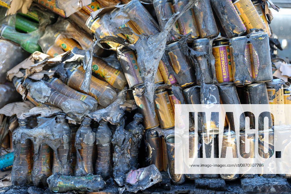RUSSIA, DONETSK - OCTOBER 27, 2026: Beverage cans are seen in the back of a destroyed vehicle of a motor transport enterprise after a Ukrainian drone strike on the city. Dmitry Yagodkin TASS 100058279