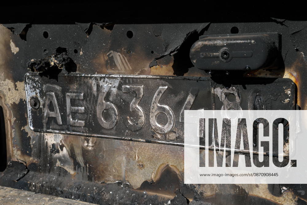 RUSSIA, DONETSK - OCTOBER 27, 2026: A number plate on a destroyed vehicles of a motor transport enterprise after a Ukrainian drone strike on the city Donetsk Russia - ZUMAt113 20261027_zaa_t113_126