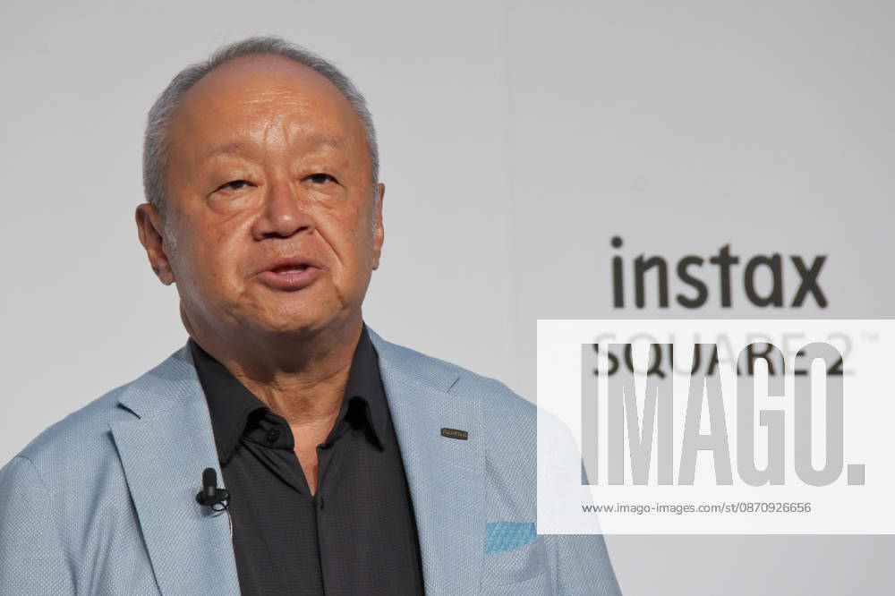 President of Fujifilm Corporation, Teiichi Goto delivers a speech during an unveiling event for new instant camera in Tokyo, Japan on Tuesday, October 27, 2026. TKP2026102701 KEIZOxMORI