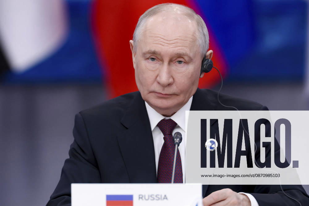 Moscow, Russian Federation: Russian President Vladimir Putin, listens during a plenary session of the 8th summit of the Gas Exporting Countries Forum, October 27, 2026 in Moscow, Russia. Moscow Russian Federation - ZUMAp138 20261027_zaa_p138_023