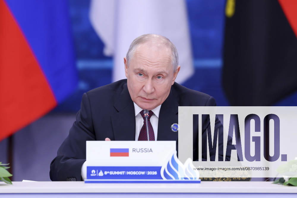 Moscow, Russian Federation: Russian President Vladimir Putin, listens during a plenary session of the 8th summit of the Gas Exporting Countries Forum, October 27, 2026 in Moscow, Russia. Moscow Russian Federation - ZUMAp138 20261027_zaa_p138_014
