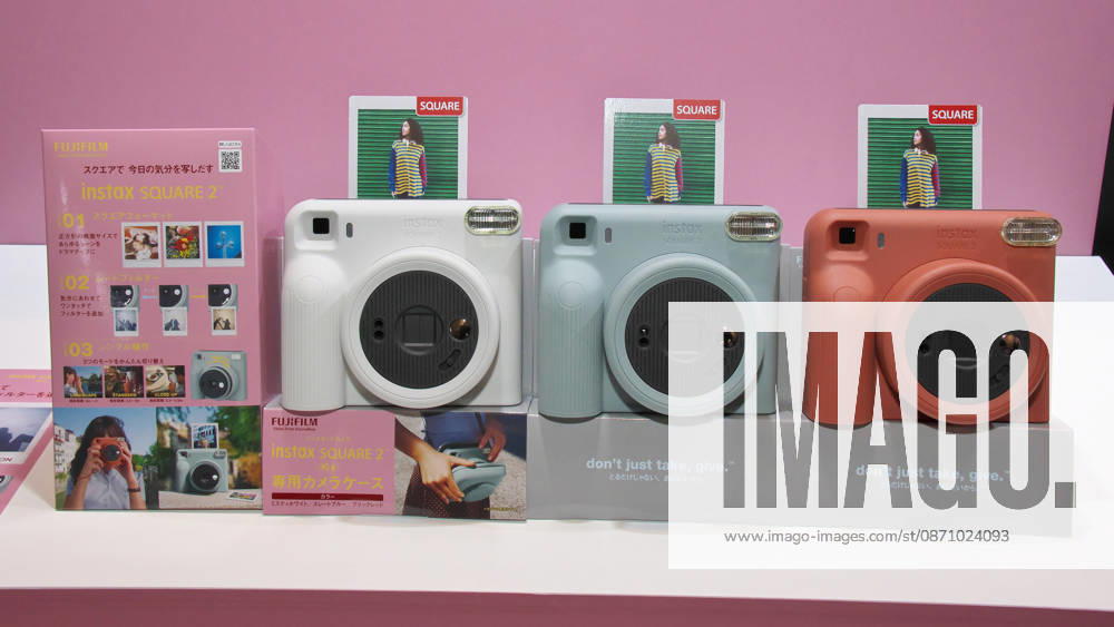 Fujifilm new instant camera instax square 2 displayed during during a promotional event of Fujifilm s new instant cameras in Tokyo on October 27, 2026. aflo_359752116