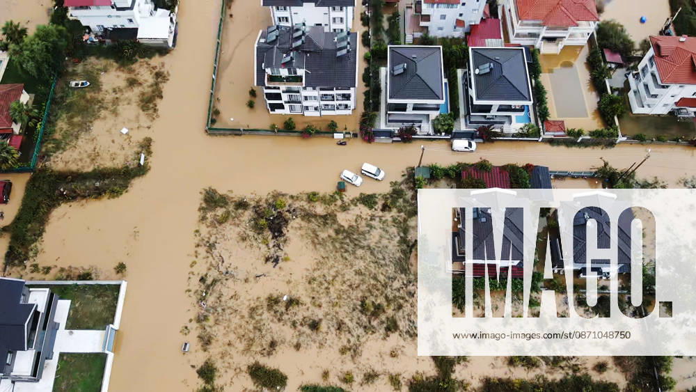 Heavy rainfall causes flooding in Mugla, Turkiye MUGLA, TURKIYE - OCTOBER 28: An aerial view of flooded residential areas and agricultural fields after heavy rainfall caused the Tersakan Stream to overflow in Dalaman district of Mugla, Turkiye, on October 28, 2026. Floodwaters inundated homes, businesses and farmland, while some roads were closed to traffic. Durmus Genc Anadolu Mugla Turkey. Editorial use only. Please get in touch for any other usage.