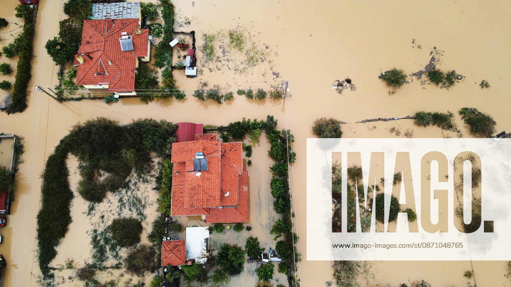 Heavy rainfall causes flooding in Mugla, Turkiye MUGLA, TURKIYE - OCTOBER 28: An aerial view of flooded residential areas and agricultural fields after heavy rainfall caused the Tersakan Stream to overflow in Dalaman district of Mugla, Turkiye, on October 28, 2026. Floodwaters inundated homes, businesses and farmland, while some roads were closed to traffic. Durmus Genc Anadolu Mugla Turkey. Editorial use only. Please get in touch for any other usage.