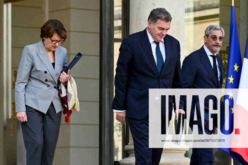 Annie Genevard, Minister of Agriculture and Food Sovereignty, Serge Papin, Minister of Small and Medium-Sized Enterprises, Commerce, Crafts, Tourism, and Purchasing Power, and Philippe Tabarot, Minister of Transportation, as they leave the weekly cabinet meeting at the Élysée Presidential Palace in Paris, France, on October 28, 2026. Christian Liewig Bestimage. French ministers leaving the weekly cabinet meeting at the Élysée Presidential Palace in Paris, France, on October 28, 2026. Paris, France