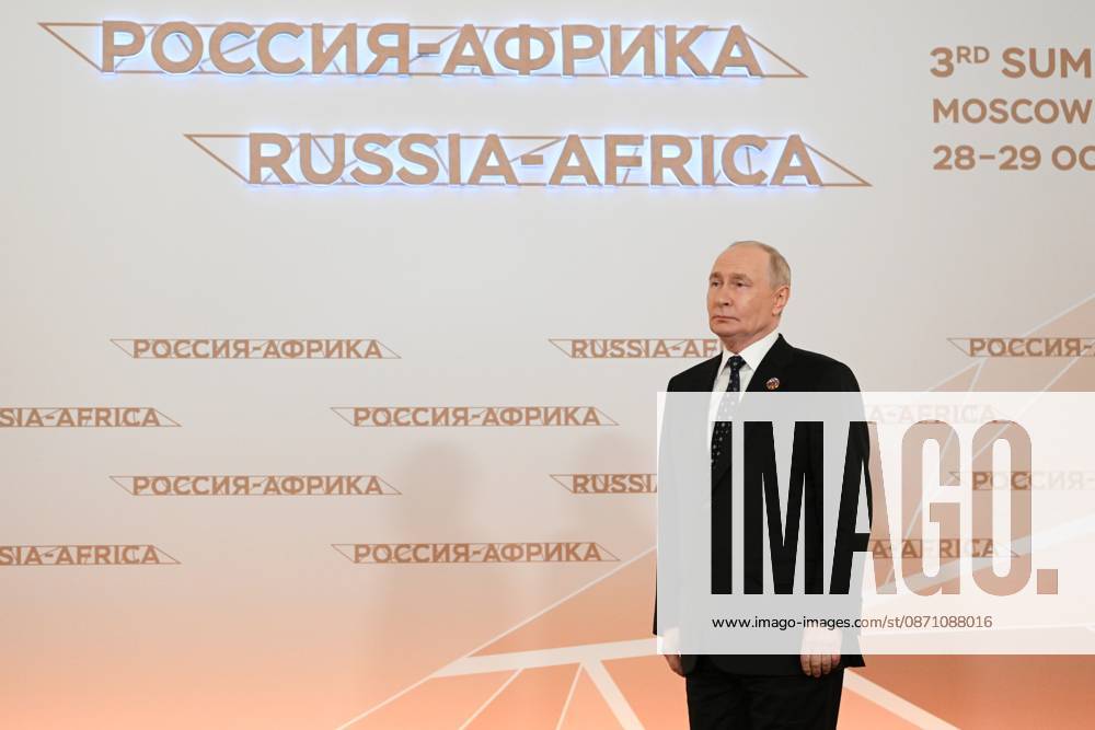 President Vladimir Putin officially greets heads of delegation at Russia-Africa Summit 9276104 28.10.2026 President Vladimir Putin during an official greeting ceremony for heads of delegation at the 3rd Russia-Africa Summit. Alexandr Kryazhev Sputnik Crediting the source in the following order photographer s name Russia-Africa Summit and Economic and Humanitarian forum host ÑÄhoto agency is mandatory when using the photo Moscow Russia