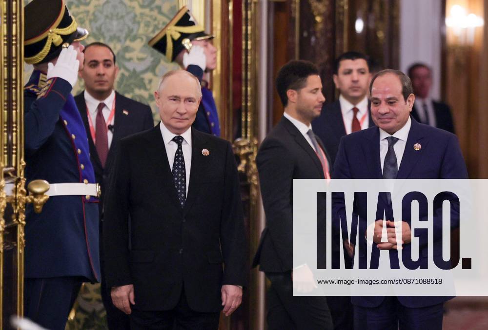 Russia Egypt 9276085 28.10.2026 Russian President Vladimir Putin and Egyptian President Abdel Fattah Sisi arrive to attend a meeting on the sidelines of the third Russia-Africa Economic and Humanitarian Forum and Summit in Moscow, Russia. Evgeny Messman Sputnik Moscow Russia