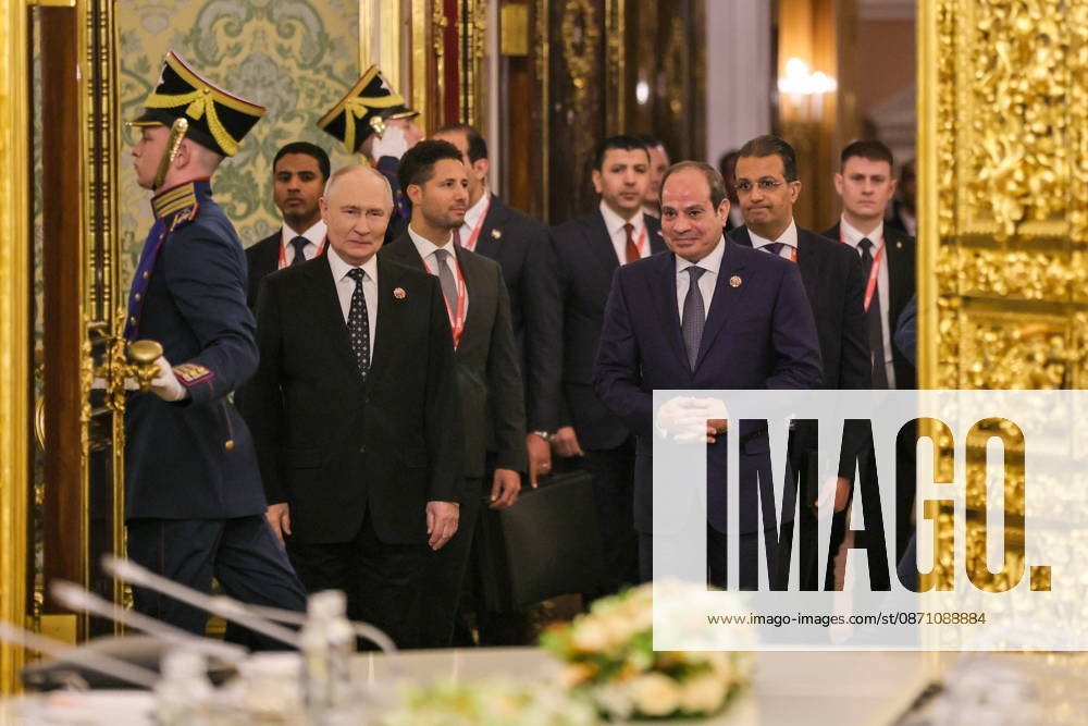 RUSSIA, MOSCOW - OCTOBER 28, 2026: Russia s President Vladimir Putin and Egypt s President Abdel Fattah el-Sisi (L-R front) are seen during a meeting in the Kremlin, on the sidelines of the 2026 Russia – Africa Summit and Economic and Humanitarian Forum. Yevgeny Messman TASS 100123690