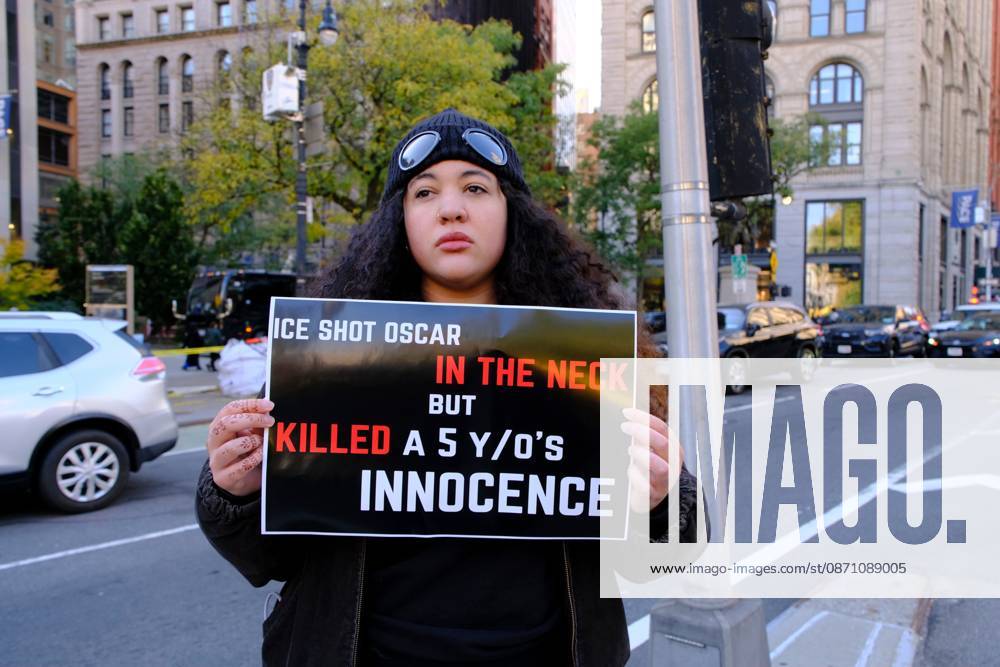 NEW YORK, NY- OCTOBER 28: 13 activists were arrested on the Brooklyn Bridge to demand I.C.E stop shooting New Yorkers on October 28, 2026 in New York City.