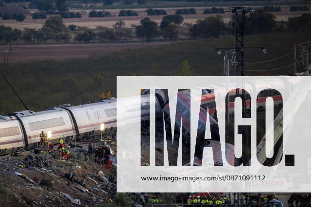 October 28, 2026, Urda, Toledo, Spain: At least 68 people have died and dozens more were injured after two high-speed passenger trains collided near Urda station in the province of Toledo on Wednesday morning, regional authorities confirmed. The catastrophe occurred at approximately 08:53 AM when a state-owned Renfe AVE train struck the rear of a stationary train operated by private carrier Iryo. More than 500 passengers were on board both convoys, which were traveling along the Madrid-Andalusia high-speed corridor. Spanish Transport Minister oÂ¼ scar Puente stated that the collision followed a safety system failure, after which an inexplicable order was issued from the control center allowing the - ZUMAd308 20261028_zsp_d308_078