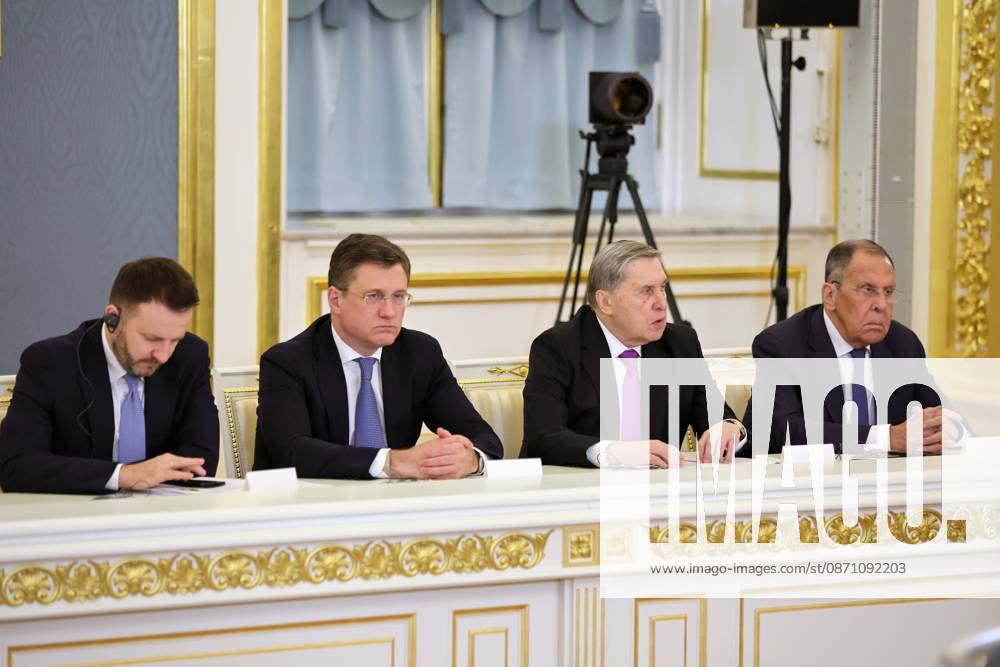 Russia Africa Summit Regional Organisations 9275865 28.10.2026 Deputy Chief of Staff of the Russian Presidential Executive Office Maxim Oreshkin, Deputy Prime Minister Alexander Novak, Presidential Aide Yury Ushakov and Foreign Minister Sergey Lavrov attend a meeting of Russian President Vladimir Putin with the heads of African regional organisations on the sidelines of the third Russia-Africa Economic and Humanitarian Forum and Summit in Moscow, Russia. Evgeny Messman Sputnik Moscow Russia