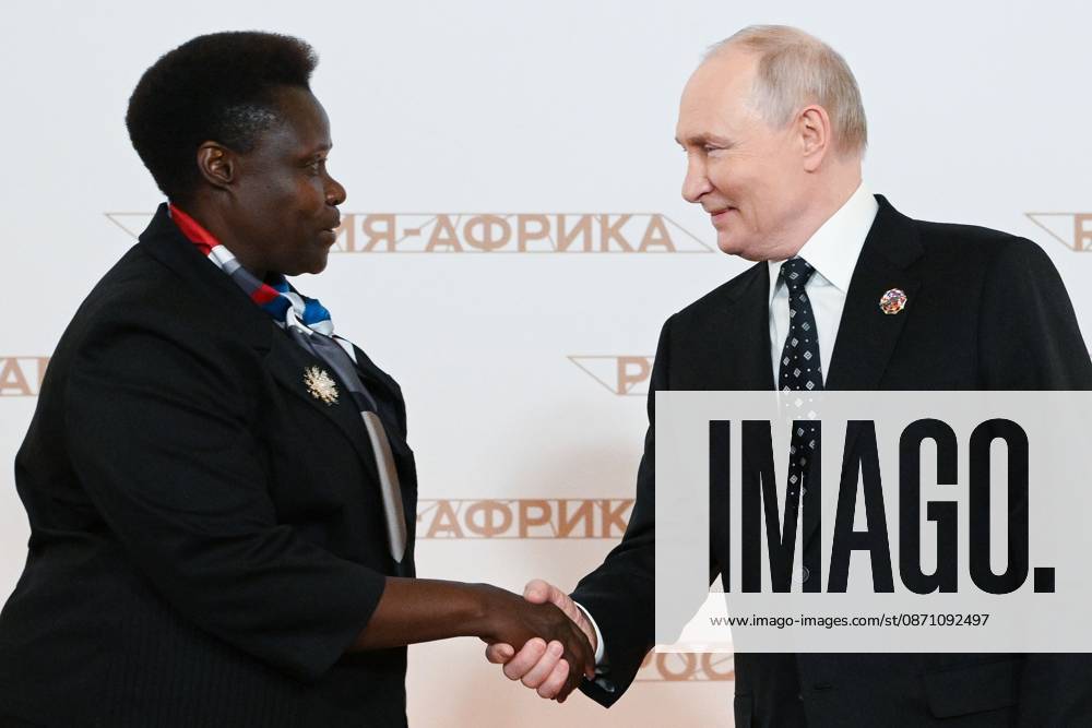 President Vladimir Putin officially greets heads of delegation at Russia-Africa Summit 9276196 28.10.2026 President Vladimir Putin during an official greeting ceremony for heads of delegation at the 3rd Russia-Africa Summit. Left: Vice President of Uganda Jessica Rose Epel Alupo. Alexandr Kryazhev Sputnik Crediting the source in the following order photographer s name Russia-Africa Summit and Economic and Humanitarian forum host ÑÄhoto agency is mandatory when using the photo Moscow Russia