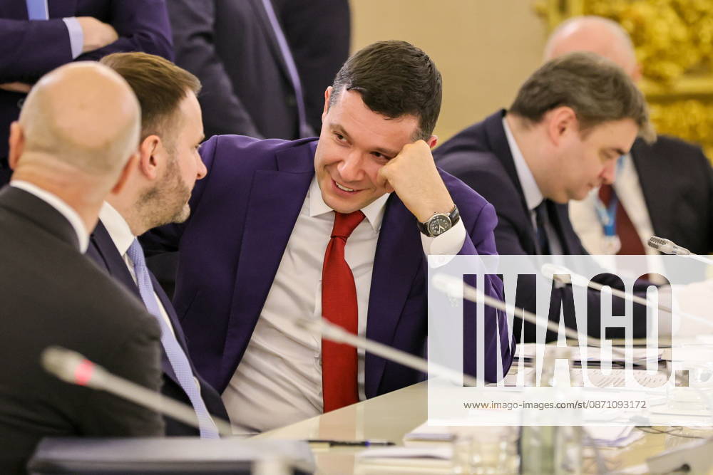 RUSSIA, MOSCOW - OCTOBER 28, 2026: Russia s Minister of Industry and Trade Anton Alikhanov (C) is seen before a meeting between Russia s President Putin and Egypt s President el-Sisi (both not pictured) in the Kremlin, on the sidelines of the 2026 Russia – Africa Summit and Economic and Humanitarian Forum. Yevgeny Messman TASS 100124911