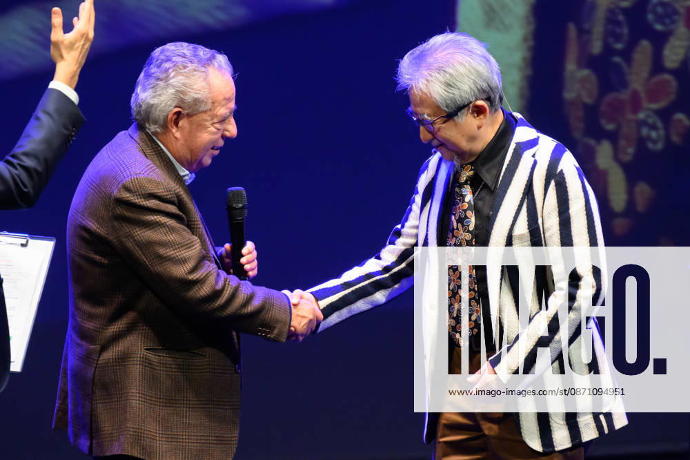 Vince Tempera, the famous Italian musician and conductor, composer of the theme songs for UFO Robot, Goldrake, and Captain Harlock, meets master comic book artist Go Nagai in a drawing session at the 60th edition of Lucca Comics & Games, Lucca, 28 10 2026 Lucca Italy - ZUMAa289 20261028_zia_a289_204