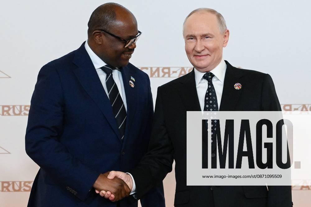 President Vladimir Putin officially greets heads of delegation at Russia-Africa Summit 9276211 28.10.2026 President Vladimir Putin during an official greeting ceremony for heads of delegation at the 3rd Russia-Africa Summit. Left: Prime Minister of Rwanda Justin Nsengiyumva. Alexandr Kryazhev Sputnik Crediting the source in the following order photographer s name Russia-Africa Summit and Economic and Humanitarian forum host ÑÄhoto agency is mandatory when using the photo Moscow Russia
