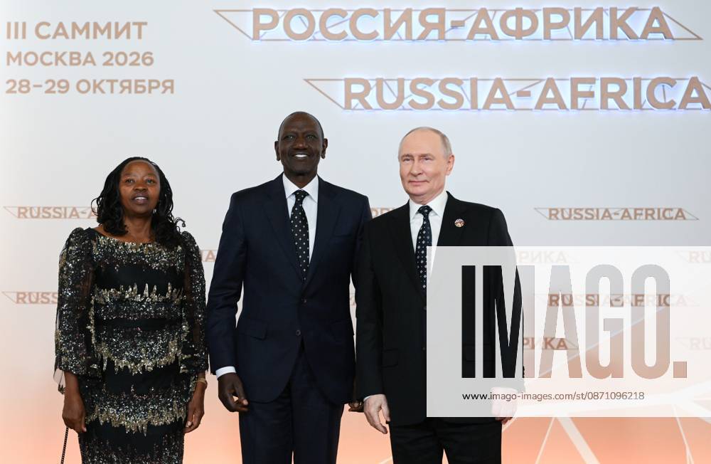 President Vladimir Putin officially greets heads of delegation at Russia-Africa Summit 9276251 28.10.2026 President Vladimir Putin during an official greeting ceremony for heads of delegation at the 3rd Russia-Africa Summit. Center: President of Kenya William Ruto. Alexandr Kryazhev Sputnik Crediting the source in the following order photographer s name Russia-Africa Summit and Economic and Humanitarian forum host ÑÄhoto agency is mandatory when using the photo Moscow Russia