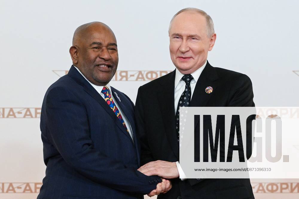 President Vladimir Putin officially greets heads of delegation at Russia-Africa Summit 9276290 28.10.2026 President Vladimir Putin during an official greeting ceremony for heads of delegation at the 3rd Russia-Africa Summit. Left: President of the Union of the Comoros Azali Assoumani. Alexandr Kryazhev Sputnik Crediting the source in the following order photographer s name Russia-Africa Summit and Economic and Humanitarian forum host ÑÄhoto agency is mandatory when using the photo Moscow Russia