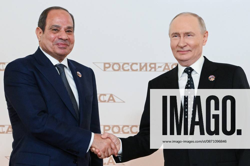 President Vladimir Putin officially greets heads of delegation at Russia-Africa Summit 9276296 28.10.2026 President Vladimir Putin during an official greeting ceremony for heads of delegation at the 3rd Russia-Africa Summit. Left: President of Egypt Abdel Fattah el-Sisi. Alexandr Kryazhev Sputnik Crediting the source in the following order photographer s name Russia-Africa Summit and Economic and Humanitarian forum host ÑÄhoto agency is mandatory when using the photo Moscow Russia
