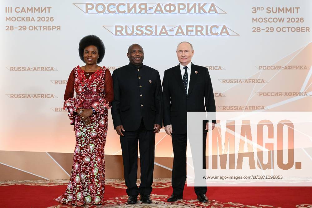 President Vladimir Putin officially greets heads of delegation at Russia-Africa Summit 9276294 28.10.2026 President Vladimir Putin during an official greeting ceremony for heads of delegation at the 3rd Russia-Africa Summit. Center: President of Burundi and Chairperson of the African Union Evariste Ndayishimiye. Alexandr Kryazhev Sputnik Crediting the source in the following order photographer s name Russia-Africa Summit and Economic and Humanitarian forum host ÑÄhoto agency is mandatory when using the photo Moscow Russia