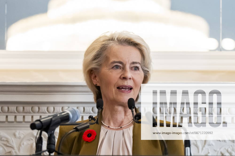 President of the European Commission, Ursula von der Leyen, gives remarks ahead of the EU-Canada summit, in Montreal, on Thursday, Oct. 29, 2026. Montreal CANADA - ZUMAc35_ 20261029_zaf_c35_008