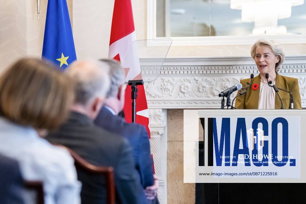 President of the European Commission Ursula von der Leyen delivers remarks ahead of the EU-Canada summit in Montreal on Thursday, Oct. 29, 2026. Montreal CANADA - ZUMAc35_ 20261029_zaf_c35_015