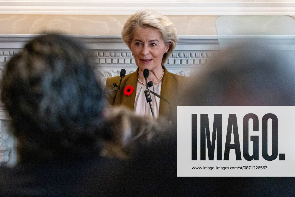 European Commission President Ursula von der Leyen speaks during her participation in the Canada-European Union (EU) Summit in Montreal, Canada 29 October 2026. Von der Leyen pressed her proposal for Canada to become the first associated member of the European Union—a designation to which several member states, led by Germany, have raised objections during the bilateral summit taking place in Montreal. Von der Leyen pushes for Canada to become an associate member of the EU, despite objections !ACHTUNG: NUR REDAKTIONELLE NUTZUNG!