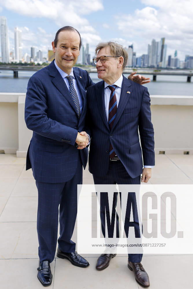 Johann Wadephul (CDU), Federal Minister of Foreign Affairs, visits Panama. Pictured here with the Minister of Foreign Affairs of the Republic of Panama, Javier Martinez Acha Vasques, against the backdrop of the Panama City skyline. Panama City, October 29, 2026. Photographed on behalf of the Federal Foreign Office. Panama City, Panama
