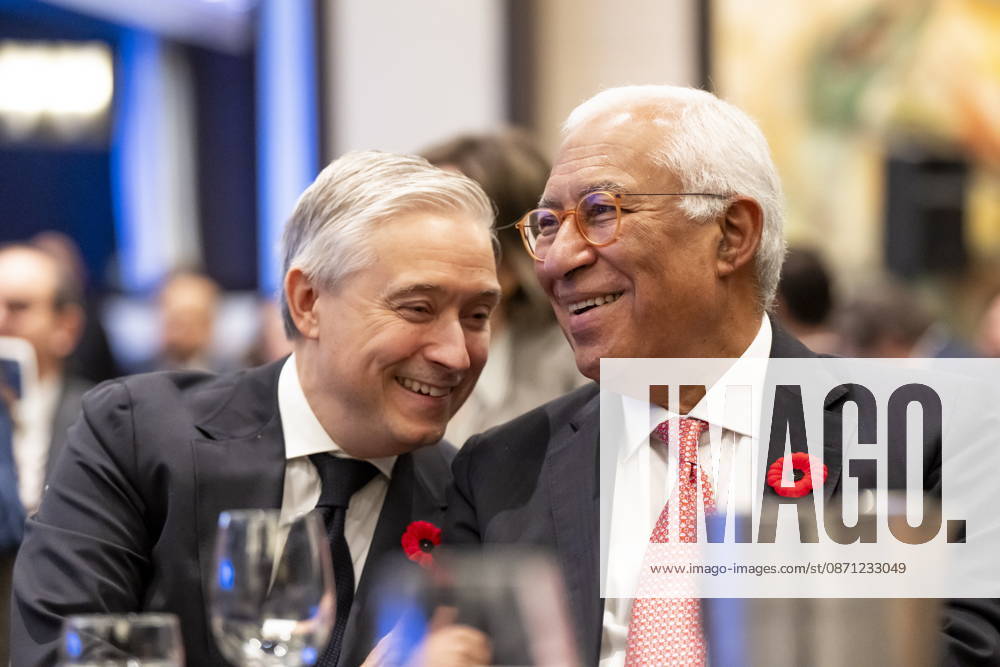 Minister of Finance Francois-Philippe Champagne, left, speaks with President of the European Council Antonio Costa at a luncheon ahead of the Canada-EU Summit, in Montreal, on Thursday, Oct. 29, 2026. Montreal CANADA - ZUMAc35_ 20261029_zaf_c35_033