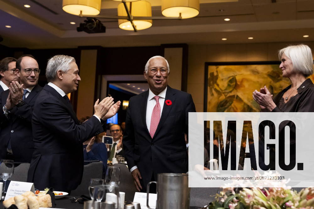 Minister of Finance Francois-Philippe Champagne, left, applauds as President of the European Council Antonio Costa is introduced at a luncheon ahead of the Canada-EU Summit, in Montreal, on Thursday, Oct. 29, 2026. Montreal CANADA - ZUMAc35_ 20261029_zaf_c35_034