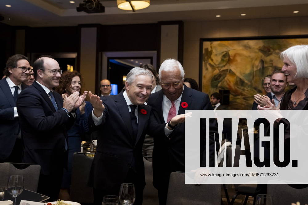 Minister of Finance Francois-Philippe Champagne, left, introduces President of the European Council Antonio Costa at a luncheon ahead of the Canada-EU Summit, in Montreal, on Thursday, Oct. 29, 2026. Montreal CANADA - ZUMAc35_ 20261029_zaf_c35_035