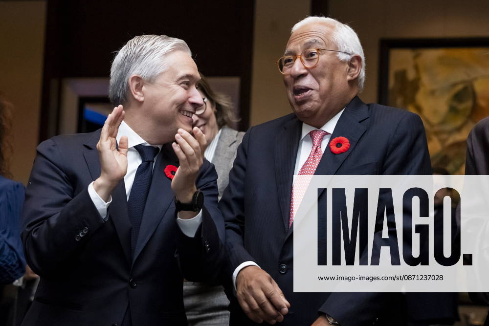 Minister of Finance Francois-Philippe Champagne, left, speaks with President of the European Council Antonio Costa at a luncheon ahead of the Canada-EU Summit, in Montreal, on Thursday, Oct. 29, 2026. Montreal CANADA - ZUMAc35_ 20261029_zaf_c35_047