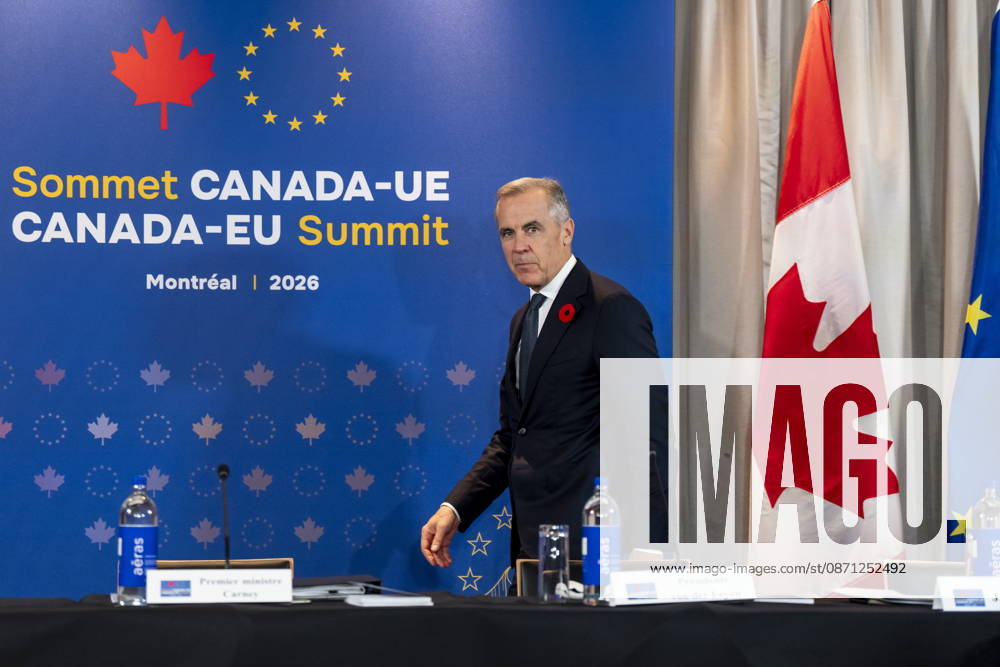 Prime Minister Mark Carney arrives to a roundtable with business leaders during the Canada-EU Summit, in Montreal, on Thursday, Oct. 29, 2026. Montreal CANADA - ZUMAc35_ 20261029_zaf_c35_095