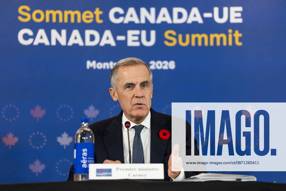 Prime Minister Mark Carney gives remarks during a roundtable meeting with business leaders during the Canada-EU Summit, in Montreal, on Thursday, Oct. 29, 2026. Montreal CANADA - ZUMAc35_ 20261029_zaf_c35_119
