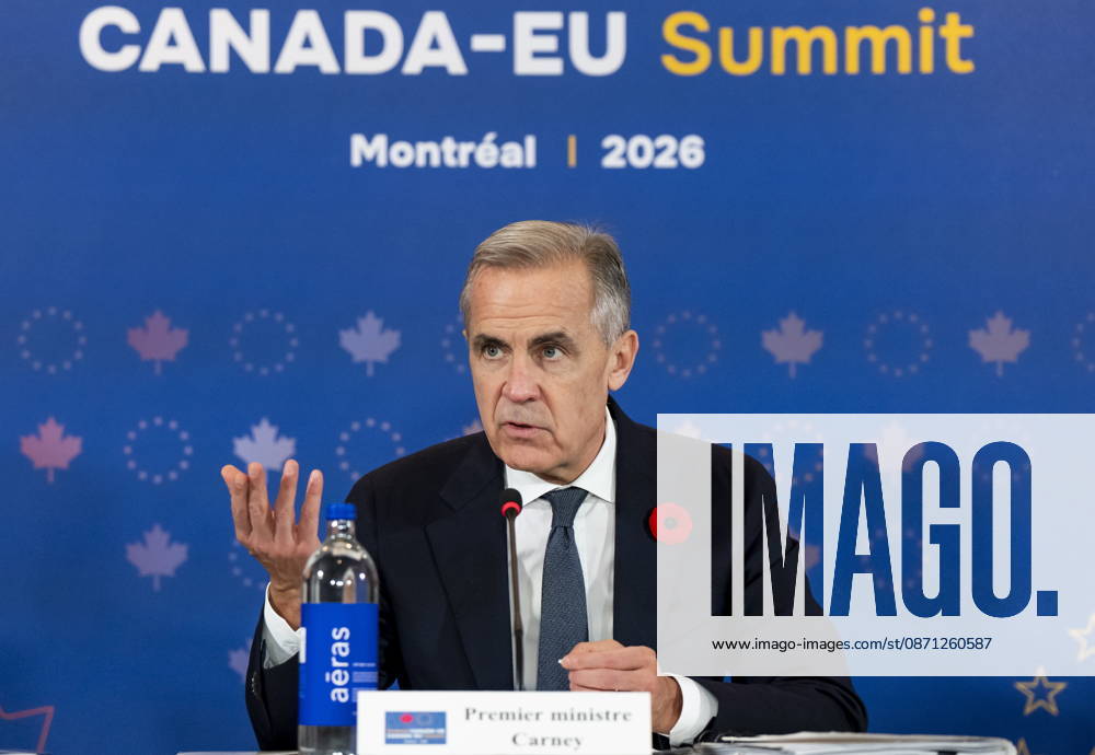 Prime Minister Mark Carney gives remarks during a roundtable meeting with business leaders during the Canada-EU Summit, in Montreal, on Thursday, Oct. 29, 2026. Montreal CANADA - ZUMAc35_ 20261029_zaf_c35_120