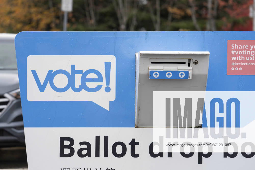 A ballot drop box stands in the parking lot of the King County Elections office in Renton, Washington, USA, on Thu., Oct. 29, 2026. Approximately 98% of votes cast in Washington state are mail-in ballots. Renton USA - ZUMAb344 20261029_znp_b344_007
