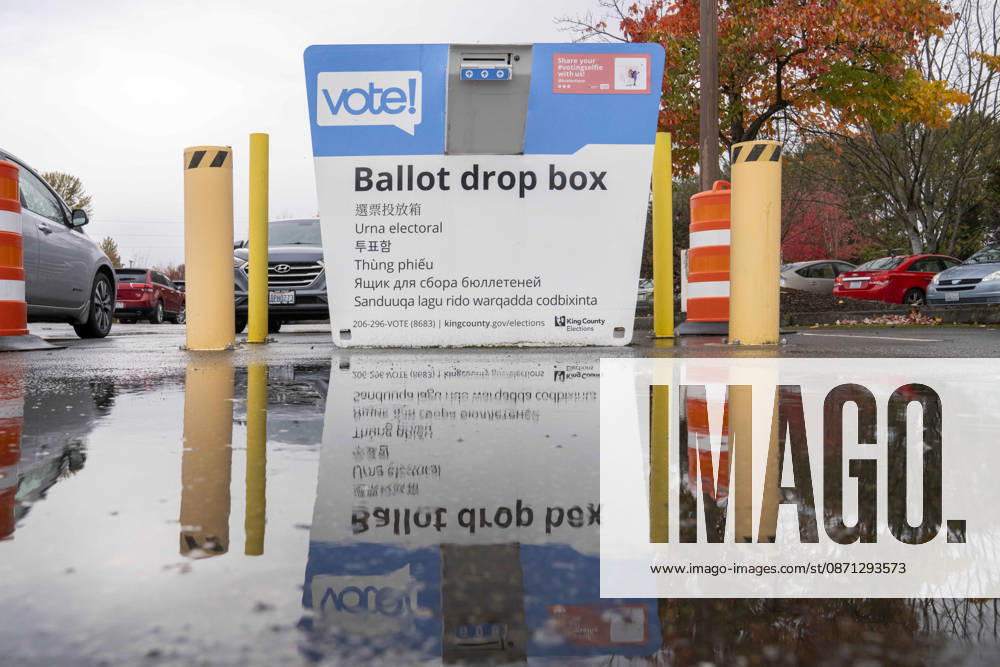 A ballot drop box stands in the parking lot of the King County Elections office in Renton, Washington, USA, on Thu., Oct. 29, 2026. Approximately 98% of votes cast in Washington state are mail-in ballots. Renton USA - ZUMAb344 20261029_znp_b344_040