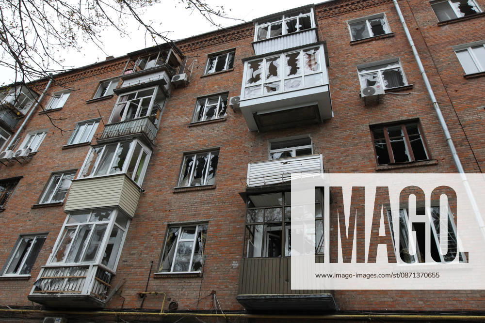 Windows in an apartment block on Oleksandra Polia Avenue are shattered by a Russian drone strike in Dnipro, Ukraine, on October 30, 2026. The Russian attack damaged at least five residential high-rise buildings and a school. More than 300 windows were shattered in the strike. (Photo by Mykola Miakshykov Ukrinform) Russian attack damages residential buildings and school in Dnipro