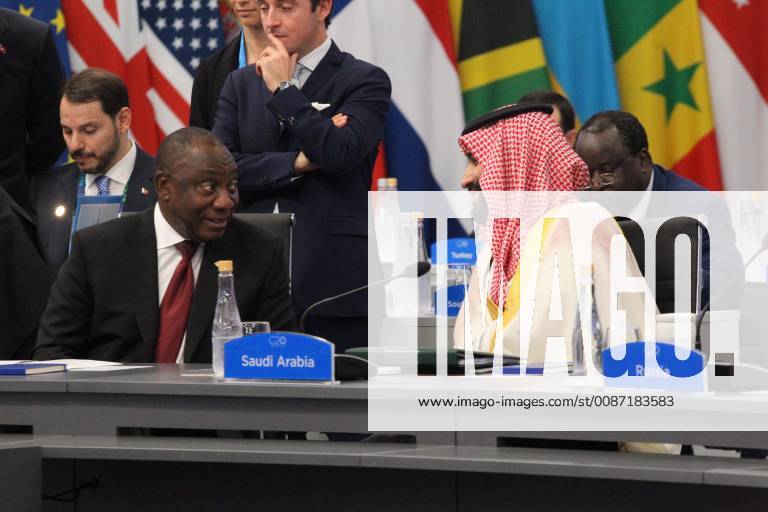 South African President Cyril Ramaphosa (L) talks to Saudi Crown Prince Mohammad bin Salman (R) during a plenary session of the G20 Summit in Buenos Aires, Argentina, 30 November 2018. The G20 Summit brings together the heads of State and Government of the 20 largest economies and takes place from 30 November to 01 December 2018. G20 Summit in Buenos Aires !ACHTUNG: NUR REDAKTIONELLE NUTZUNG!