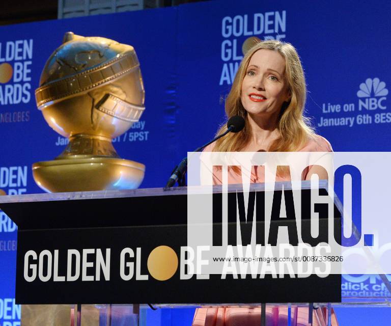 Actress Leslie Mann announces the nominees for the 76th annual Golden Globe Awards at the Beverly Hilton Hotel in Beverly Hills, California on December 6, 2018. LAP2018120601 JIMxRUYMEN