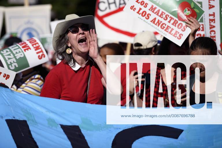 Los Angeles, California, United States - Teachers and supporters of public education march against education funding cuts during the March for Public Education in Los Angeles, California on December 15, 2018. The rally, organized by United Teachers Los Angeles, drew thousands of educators who demanded wage increases and smaller class sizes. Los Angeles United States - ZUMAn230 20181215_zaa_n230_898