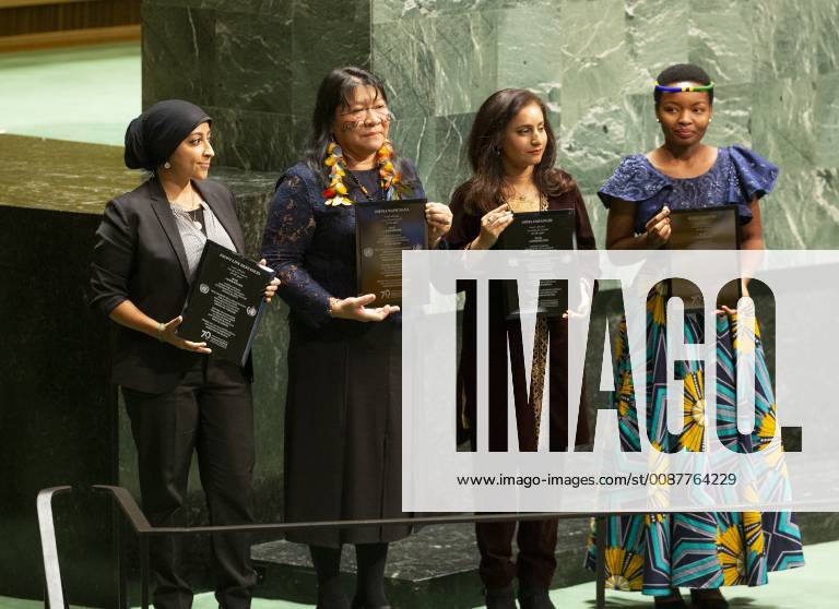 Award ceremony for UN Prize of Human Rights Receipients of UN Human Rights awards pose at GA commemorative meeting on occasion of 70th anniversary of Universal Declaration of Human Rights at UN Headquarters New York New York United States UN Headquarters LevxRadin