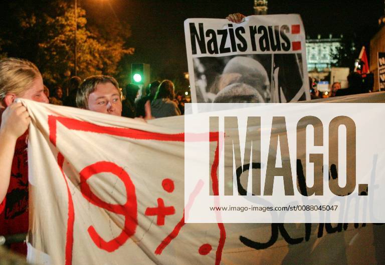 Demonstrators protest against the NPDs entry into the Saxon state parliament on Sunday 19 Sept 2004 The right-wing extremist party received more than 9 percent of votes Eckehard Schulz Demonstrators protest against the election result of the German right wing party NPD in front of the parliament in