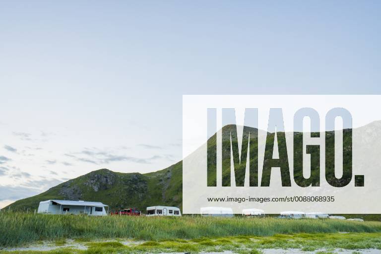 Campers and caravans on camping ground in Northern Norway KKAF02073