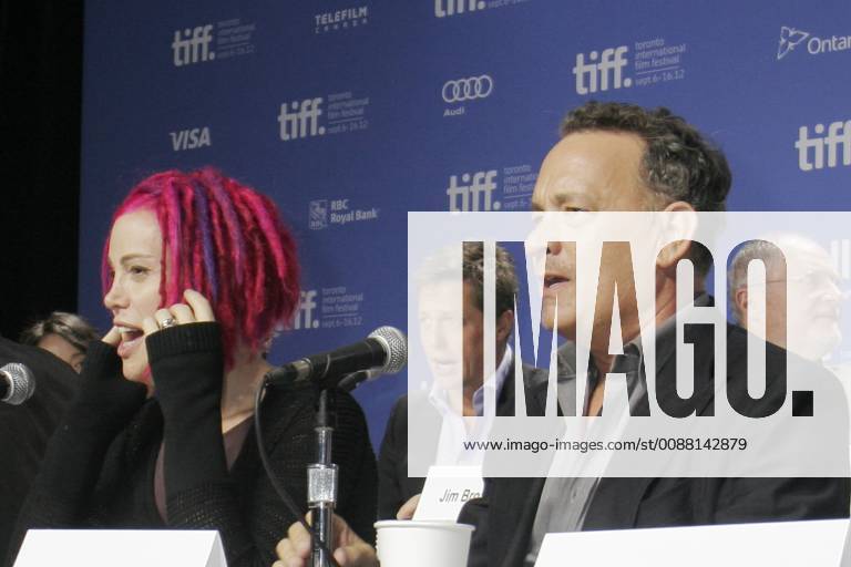 Lana Wachowski, Hugh Grant, Tom Hanks, Jim Broadbent 09 09 2012 Cloud Atlas Press Conference held at the TIFF Bell Lightbox in Toronto, Canada