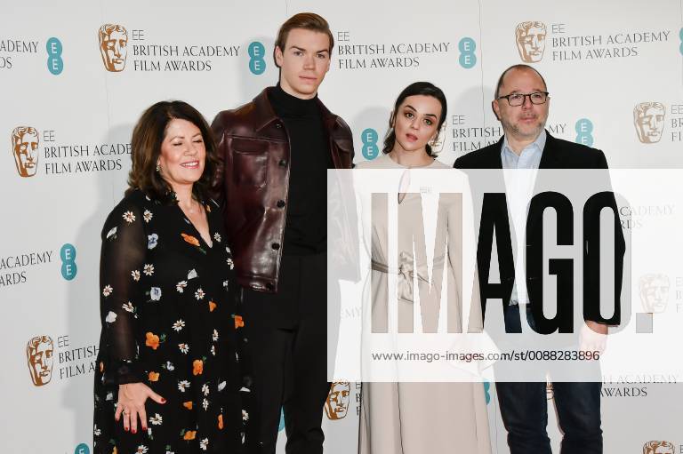 Pippa Harris, Will Poulter, Hayley Squires and Marc Samuelson attend the EE BAFTA Film Awards Nominations Announcement at the Princess Anne Theatre, BAFTA in London. JANUARY 9th 2019 SLIx1980