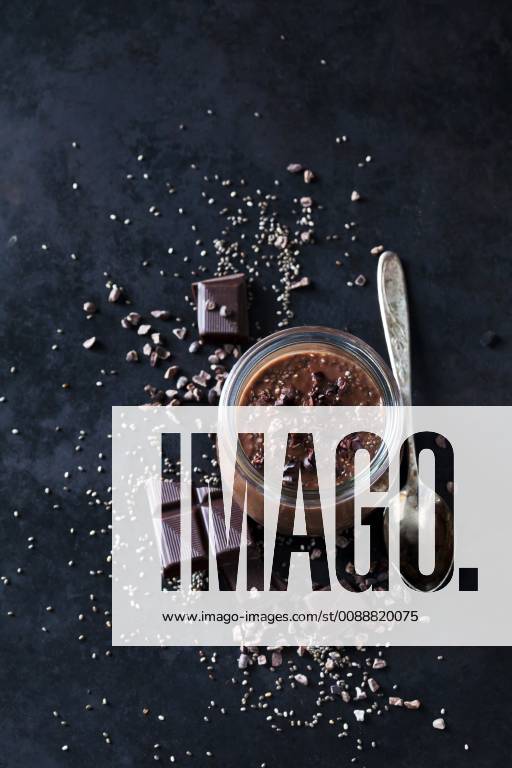 Dessert of chia seeds, chocolate and cacao nibs CSF28604