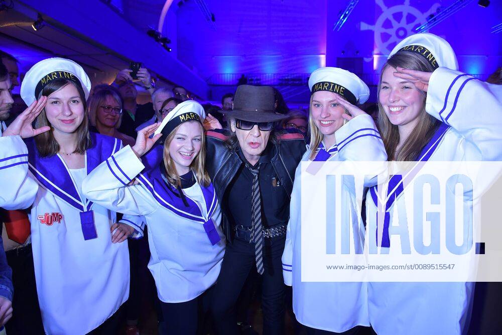 Udo Lindenberg Premiere Full speed ahead Udo Lindenbeyrg with sailors girls arrival to world premiere of Udo Lindenberg the documentary and live from the Atlantic the concert in the Westband in Leipzig 20 02 2019