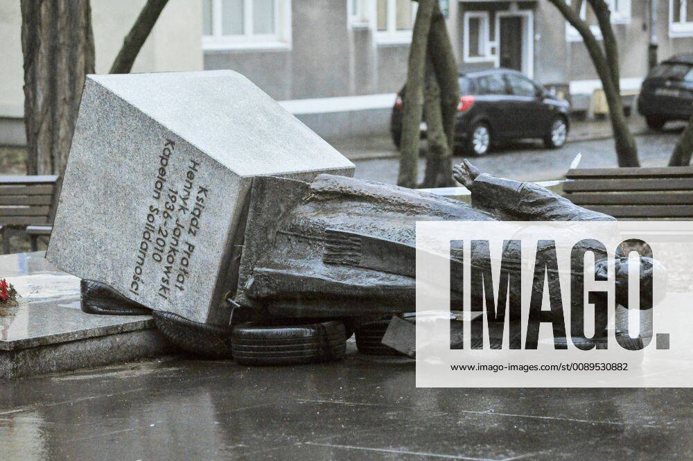 The statue of hugely controversial father Henryk Jankowski gets overthrown The statue of hugely controversial father Henryk Jankowski gets overthrown on February 21, 2019 in Gdansk, Poland. Controvery around Henryk Jankowski started in the end of 2018 after Gazeta Wyborcza published a well documented article about Jankowski molesting for years several underaged children. Jankowski who was a member of Solidarity movement and one of the leading priests supporting that movement in opposition to the communist government in the 1980s, in the late 1990s he became known for his critique of the European Union and for anti-Semitic remarks, and was suspended from preaching for a year. Jankowski had been accused and investigated for pedophilia, but was never convicted. EN_01363478_0008