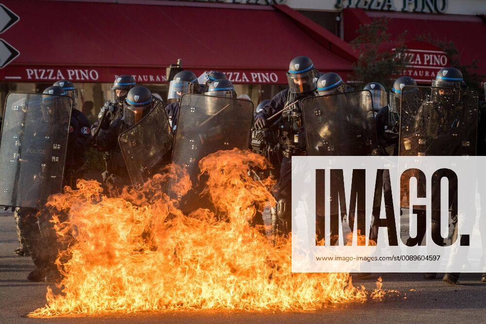 Lyon, France - Fifteenth day of yellow vest mobilization in Lyon, France, on February 23, 2019. The demonstration, which was not declared, quickly turned into a confrontation with the police. A Molotov cocktail was also thrown at the police officers during the demonstration. Lyon France - ZUMAn230 20190223_zaa_n230_825